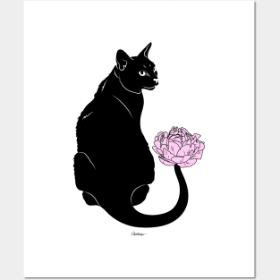 Flower Cat Pink Posters and Art